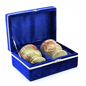 Подарочные бокалы из оникса 2 шт 75*75*90мм в бархатной упаковке.