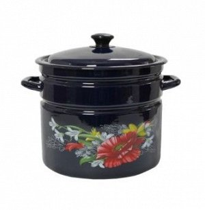 Кастрюля, 10 л, цилиндр., бортовая,  эмаль. сталь, бостон, АПРЕЛЬ, 1/2