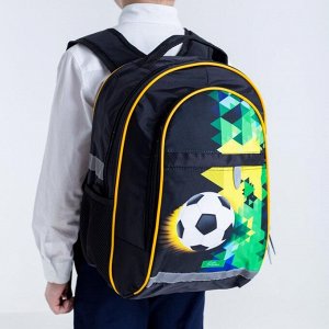Рюкзак школьный Calligrata "Футбол", 39 х 24 х 19 см, эргономичная спинка, чёрный