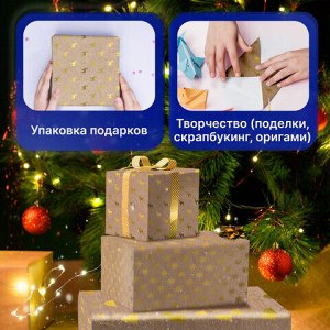 Бумага упаковочная подарочная С ЭФФЕКТАМИ новогодняя НАБОР 3 шт., "Winter Kraft", 70х100 см, ЗОЛОТАЯ СКАЗКА, 591936