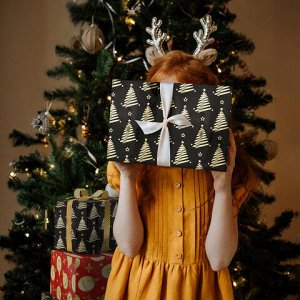 Бумага упаковочная новогодняя НАБОР 3 шт. "Black&amp;Gold", С ЭФФЕКТАМИ, 70х100 см, ЗОЛОТАЯ СКАЗКА, 592190