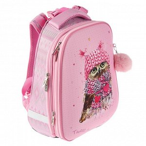 Рюкзак каркасный Hatber Ergonomic 37 х 29 х 17 см, для девочки, «Совушка», розовый