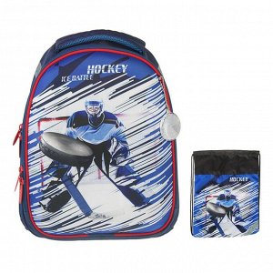 Рюкзак каркасный, Luris «Колибри 1», 38 х 28 х 18 см, наполнение: мешок для обуви, «Хоккей»