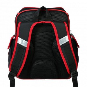 Ранец на молнии Hatber Comfort school, 35 х 28 х 15 см, для мальчика, Moto-beast, чёрный/красный