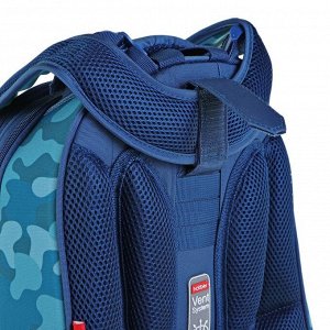 Рюкзак каркасный Hatber Ergonomic 37 х 29 х 17 см, для мальчика, Special Force, серый/голубой