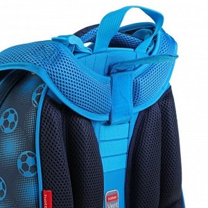 Рюкзак каркасный Hatber Ergonomic 37 х 29 х 17 см, для мальчика, «Футбол», синий