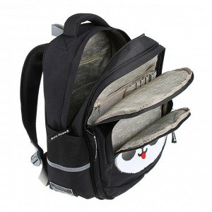 Рюкзак школьный Bruno Visconti, 40 х 30 х 16 см, эргономичная спинка, «Панда», чёрный, с пеналом