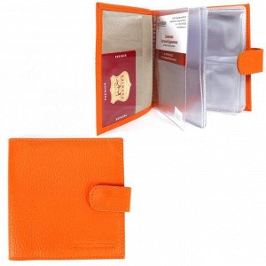 Визитница Premier-V-46 (с хляст,  2х рядная,  48 карт)  натуральная кожа оранжевый флотер (330)  198875