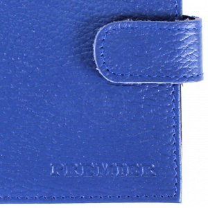 Визитница Premier-V-46 (с хляст,  2х рядная,  48 карт)  натуральная кожа синий флотер (329)  200275
