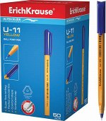 РУЧКА ШАРИКОВАЯ ERICH KRAUSE U-11 ULTRA GLIDE TECHNOLOGY YELLOW 0.7ММ СИНЯЯ