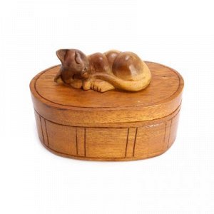 Шкатулка Котик Овальная