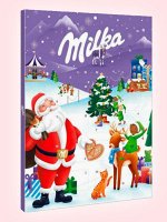 Адвент Календарь 24 окошка Милка Milka с шоколадом внутри 90 гр, XMAS серия- новогодний подарок в Новый год 2025
