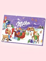 Адвент календарь 24 окошка Milka Милка с шоколадом 200 гр, XMAS серия- новогодний подарок в Новый год 2025