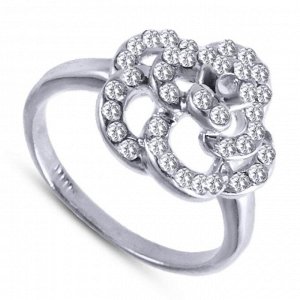 Кольцо Кольцо белое с родиевым покрытием с кристаллами S*W*AROVSKI
