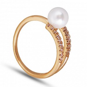Кольцо кольцо белое с цирконами (фианитами)Размер:кольцо(вставки:цирконы белые,жемчуг,покрытие:золото), диаметр жемчужины-0.6мм