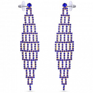 Серьги серьги  синие со стразамиРазмер:серьги(вставки:кристаллы,синие,покрытие:золото)