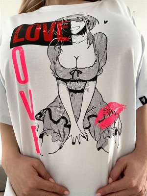 Футболка Bona Fashion: OVERSIZE T-shirt Anime "White"