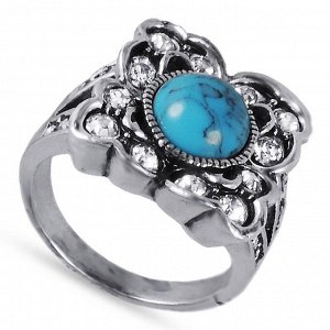 Кольцо кольцо серое со стразамиРазмер:кольцо(вставки:кристаллы,серые,бирюза,покрытие:серебро)