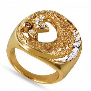 Кольцо кольцо белое со стразамиРазмер:кольцо(вставки:кристаллы,белые,покрытие:золото)