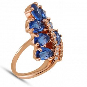 Кольцо кольцо с кристаллами  swarovskiРазмер:кольцо(вставки:кристаллы sv,синии,покрытие:золото)