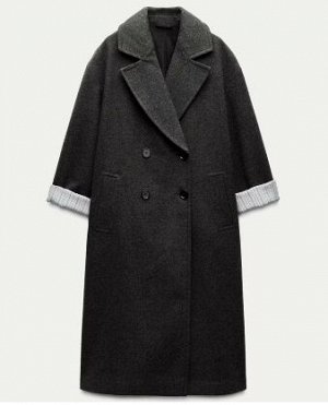 ДВУБОРТНОЕ ПАЛЬТО В СТИЛЕ OVERSIZE арт. 8372303 8372/303, серый