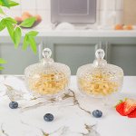 Конфетница с крышкой стекло/ ваза для конфет и печенья/сахарница с крышкой, 260мл