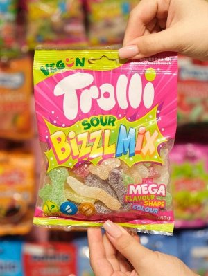Мармелад твердый, кислый микс Тролли Bizzl mix 150 гр