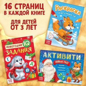 Подарочный набор на новый год «Посылка от Деда Мороза», книги, игрушка и пазл МИКС