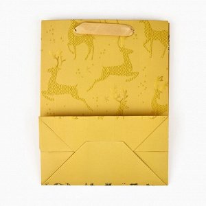Пакет подарочный новогодний ламинированный «Олени», MS 23x18x10 см