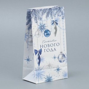 Пакет подарочный без ручек «Счастливого Нового года», 10 х 19.5 х 7 см