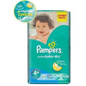 $ -> PAMPERS Подгузники Active Baby Maxi Plus Джамбо Упаковка 62