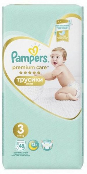 PAMPERS Подгузники-трусики Premium Care Pants д\мальчиков и девочек Midi (6-11 кг) Упаковка 48