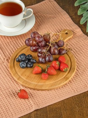 Доска для сервировки круглая 28,5*20,5*1,0см с ручкой [БАМБУК СЕРВИРОВКА]