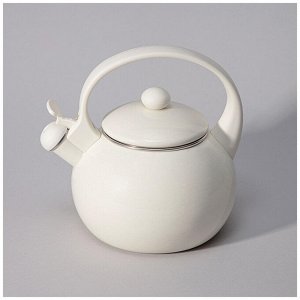 Эмалированный чайник со свистком AGNESS Charm Metallic, 2,2 л, молочный — стиль и надежность для вашей кухни, 1 шт.