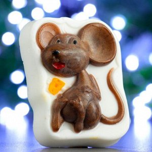 Мыло фигурное "Мышка с сыром" коричневая 2D 105г