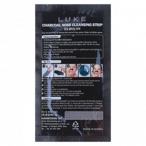 Угольные полоски Luke очищающие от черных точек Charcoal Nose Cleansing Strip, 10 шт
