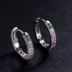 Серьги колечками с фианитами