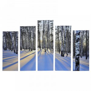Картина модульная на подрамнике "Зимний пейзаж" 125х80 см (2-25х63, 2-25х70, 1-25х80)