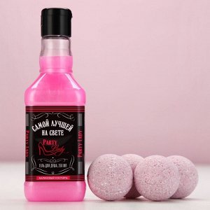 Подарочный набор косметики Party Lady, гель для душа виски 250 мл и бомбочки для ванны 4x40 г, Чистое счастье