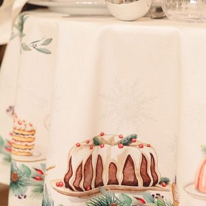 Скатерть новогодняя "Этель" New Years treat d=150см +/-3см с ВГМО, 100%хл, саржа 190гр/м2