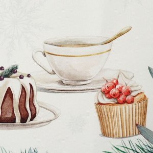 Скатерть новогодняя "Этель" New Years treat d=150см +/-3см с ВГМО, 100%хл, саржа 190гр/м2