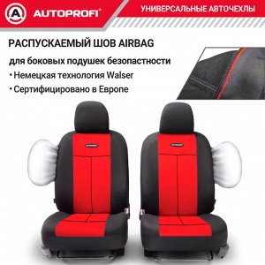 Автомобильные чехлы TT, полиэстер/полиэстер, 9 предметов, передний ряд, задний ряд, AIRBAG, черн./красный