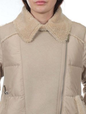 033 BEIGE Куртка зимняя облегченная женская (холлоффайбер 150 гр., искусственная дубленка)