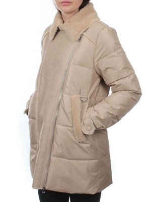 033 BEIGE Куртка зимняя облегченная женская (холлоффайбер 150 гр., искусственная дубленка)