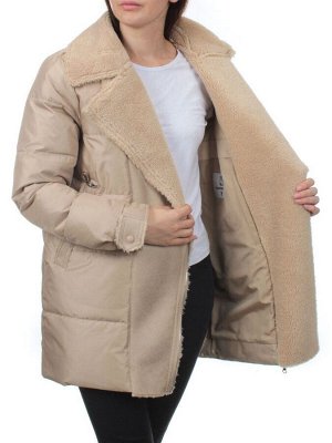033 BEIGE Куртка зимняя облегченная женская (холлоффайбер 150 гр., искусственная дубленка)