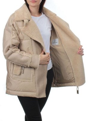 902 BEIGE Куртка зимняя облегченная женская (холлоффайбер 150 гр., искусственная дубленка)