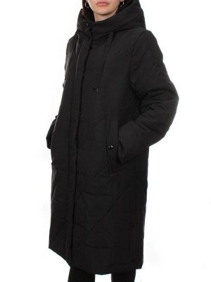 1132 BLACK Пальто зимнее облегченное женское (холлофайбер 150 гр.)