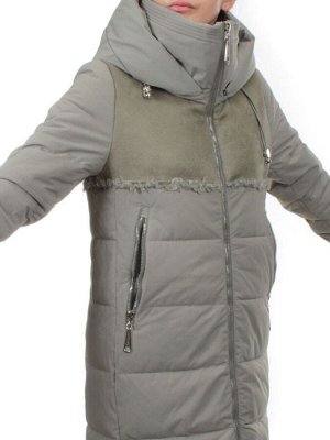 23-636 OLIVE Пальто зимнее женское (холлоффайбер 150 гр., искусственная дубленка)