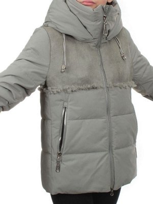 23-696 OLIVE Куртка зимняя женская (холлоффайбер 150 гр., искусственная дубленка)