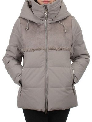 23-696 GRAY/BEIGE Куртка зимняя женская (холлоффайбер 150 гр., искусственная дубленка)